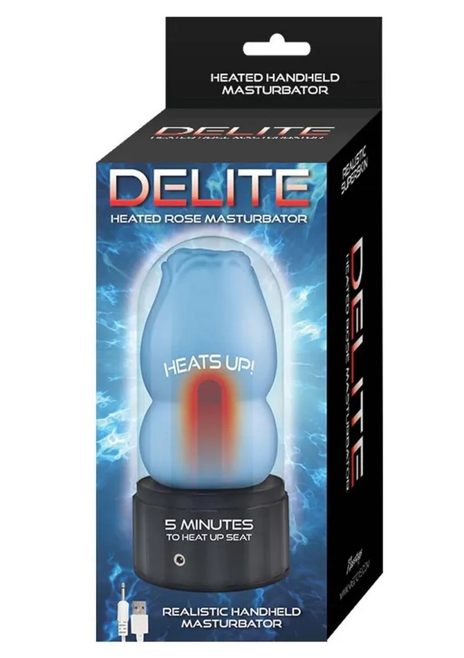 Delite Heated Rose Rechargeable Masturbator Delite Male Sex Toys