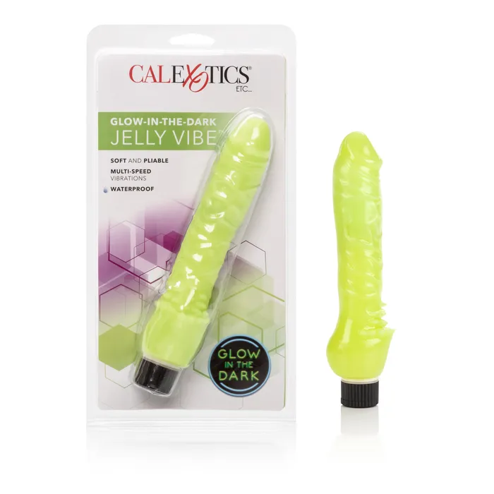 Dildos California Exotic GlowintheDark Jelly Penis Vibe 7 Inches Green