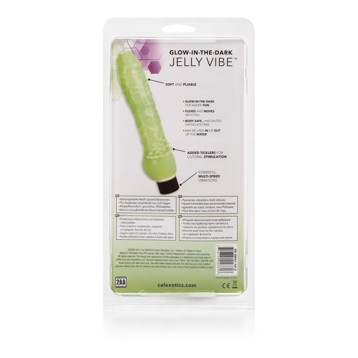 Dildos California Exotic GlowintheDark Jelly Penis Vibe 7 Inches Green