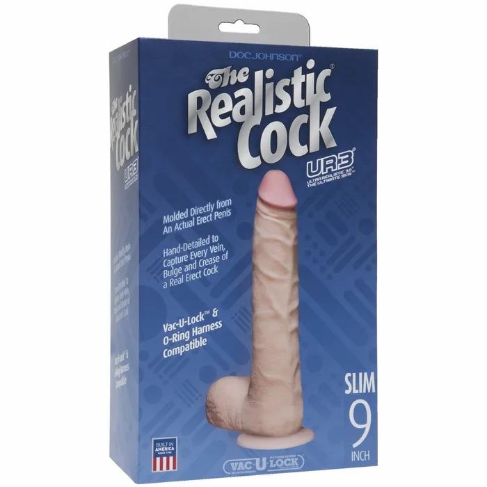 Dildos Realistic Cock Ultraskyn UR3 9 inch Slim with Balls White Realistic Cocks