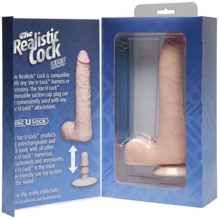 Dildos Realistic Cock Ultraskyn UR3 9 inch Slim with Balls White Realistic Cocks