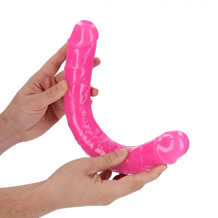 Dildos Shots Toys REALROCK 38 cm Double Dong Glow Pink Pink 38 cm 15 Double Dong