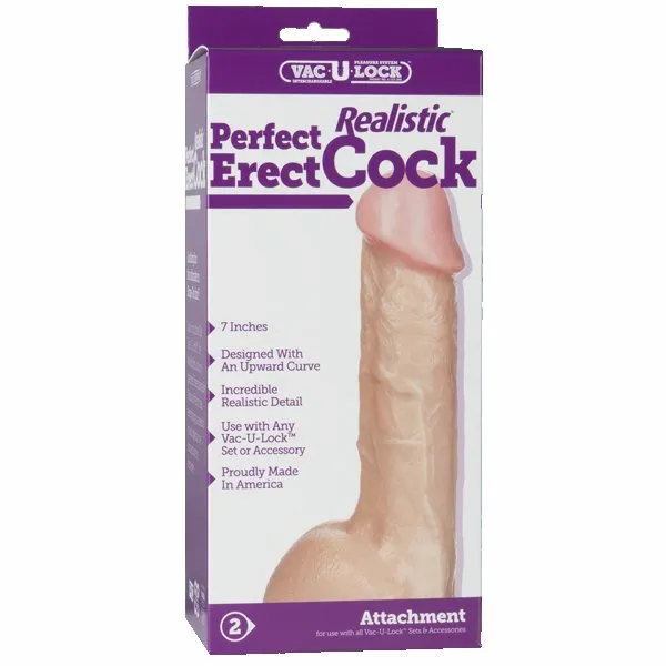 Dildos VacULock 7 inch Perfect Realistic Cock White VacULock