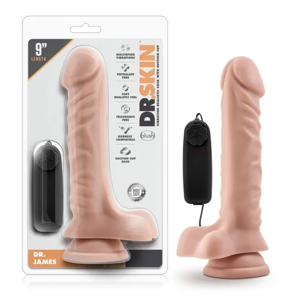 Dr Skin Dr James Flesh 229 cm 9 Vibrating Dong Blush Novelties Dildos