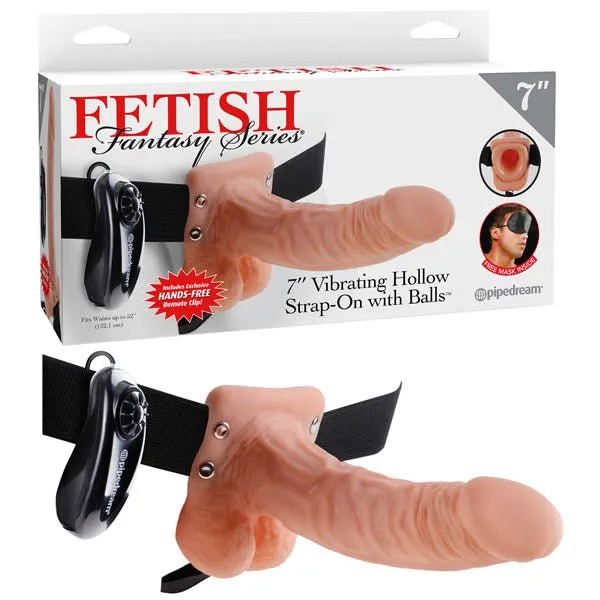 Female Sex Toys Fetish Fantasy Series 7 Vibrating Hollow Strapon With Balls Flesh 178 cm 7 Vibrating Hollow StrapOn Pipedream