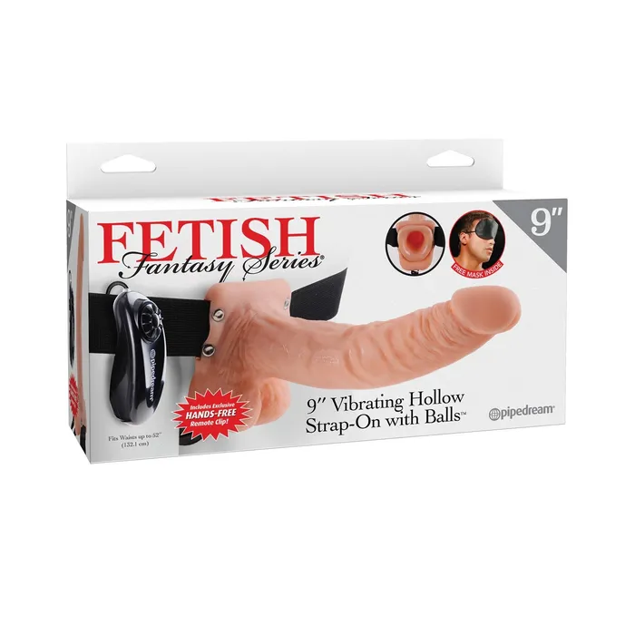 Female Sex Toys Pipedream Fetish Fantasy Series 9 Inch Vibrating Hollow Strapon With Balls Flesh