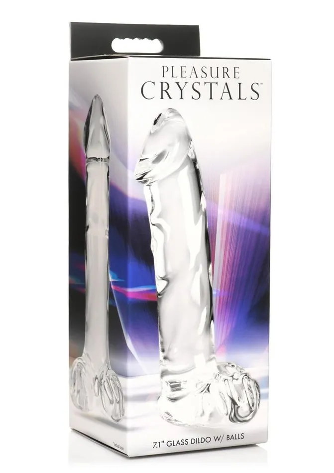 Female Sex Toys Pleasure Crystals Pleasure Crystals Glass Dildo with Balls