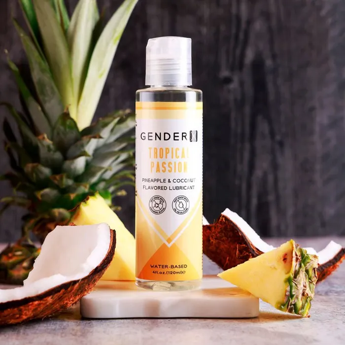 Gender X TROPICAL PASSION Flavoured Lube 120 ml Pineapple Coconut Flavoured Water Based Lubricant 120 ml Bottle Gender X Anal