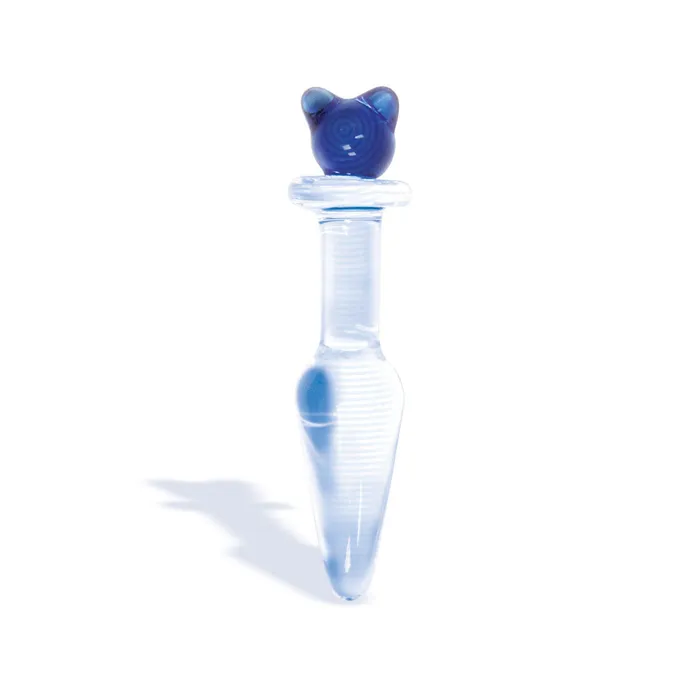 Icon Brands The 9s First Glass Kitty Love Butt Plug Blue Anal