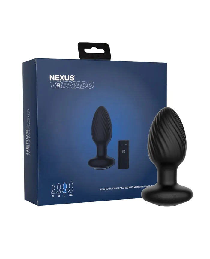 Libertybelle Marketing Nexus Tornado Rotating Vibrating Large Butt Plug wRemote Black Anal