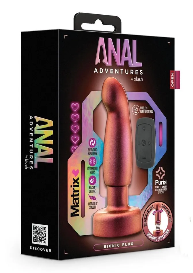 Male Sex Toys Anal Adventures Anal Adventures Matrix Bionic Plug Rechargeable Silicone Anal Plug with Remote Cosmic