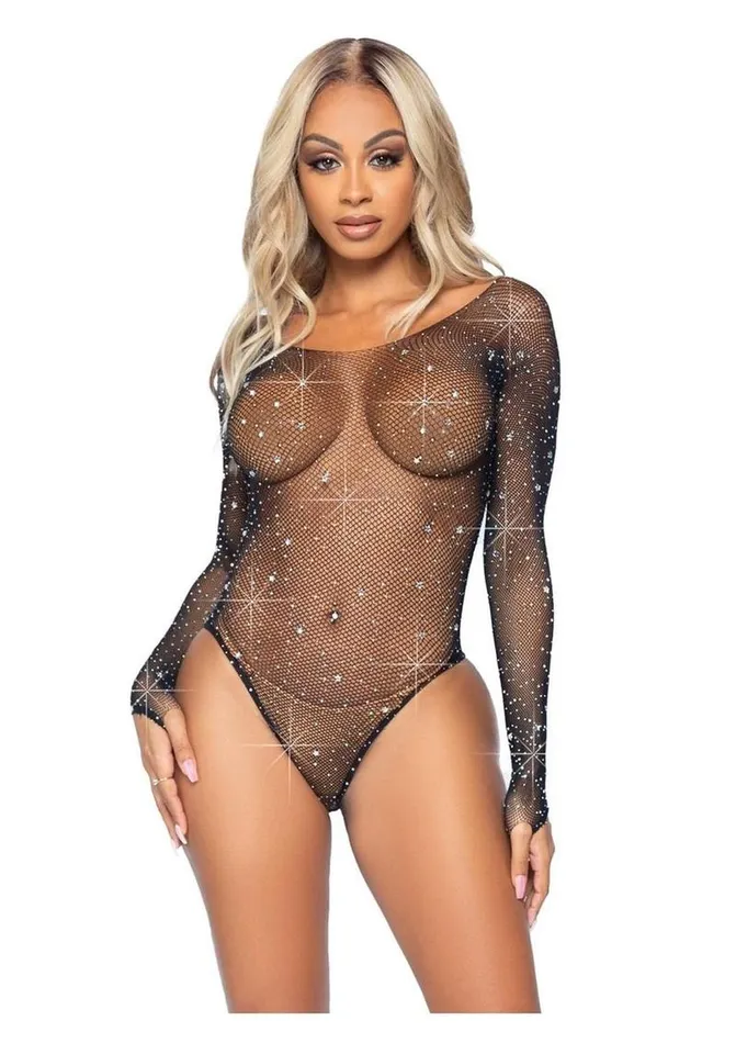 Male Sex Toys Leg Avenue Galaxy Star Rhinestone Fishnet Bodysuit with Snap Crotch Leg Avenue