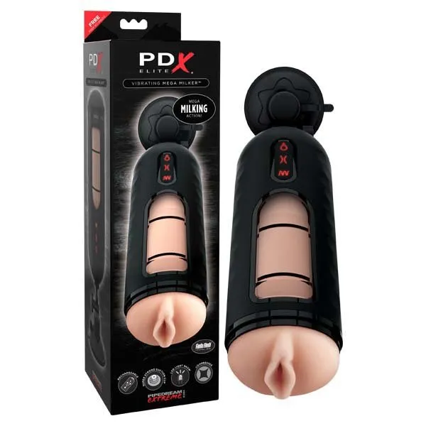 Male Sex Toys Pipedream Pipedream Extreme Toyz Elite Vibrating Mega Milker Flesh USB Rechargeable Powered Stroker