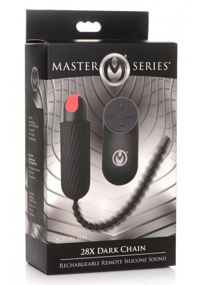 Master Series 28x Dark Chain Rechargeable Silicone Remote Control Urethral Sounding Chain Master Series Male Sex Toys