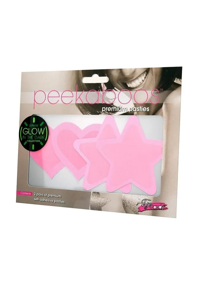 Peekaboo Glow In The Dark Hearts and Stars Pasties PEEKABOO Dildos