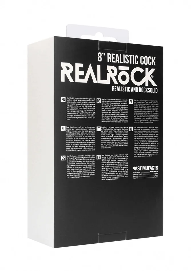 Realistic Cock 8 With Scrotum Black Shots RealRock Female Sex Toys