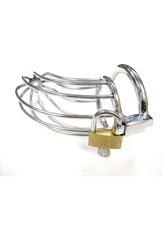 Rouge Stainless Steel Chastity Cock Cage with Padlock Rouge Male Sex Toys