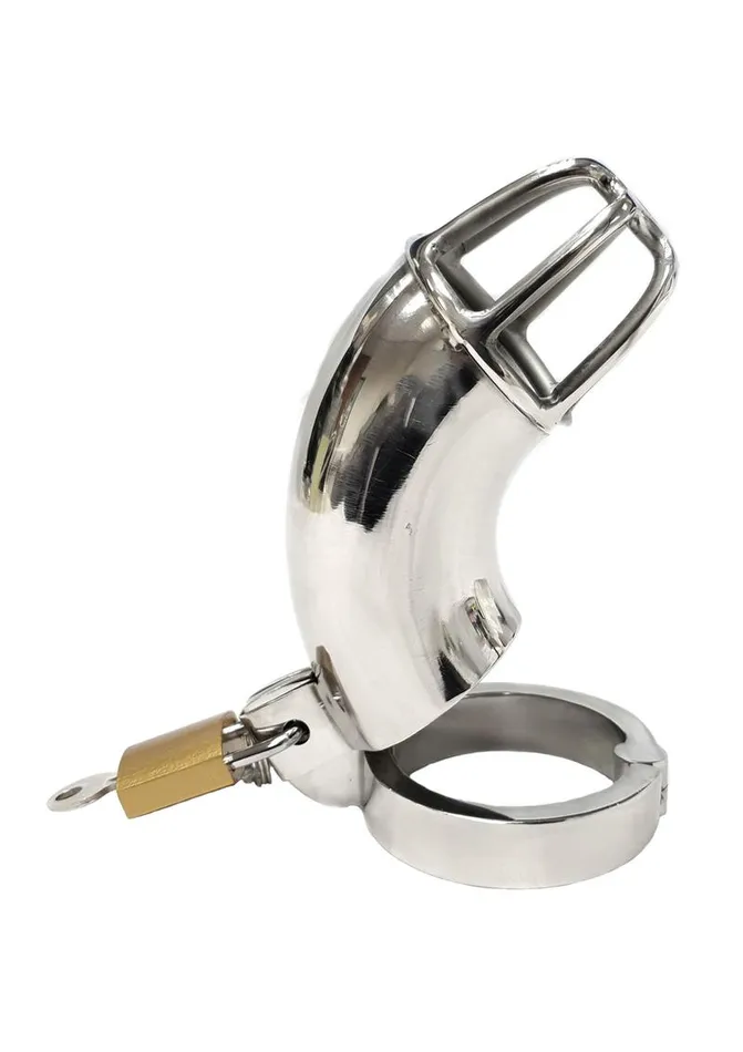 Rouge Stainless Steel Chastity Cock Cage with Padlock Rouge Male Sex Toys