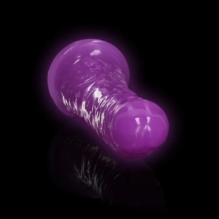 Shots Toys Dildos REALROCK 155 cm Slim Glow in the Dark Neon Purple Glow in Dark Purple 155 cm 6 Dong