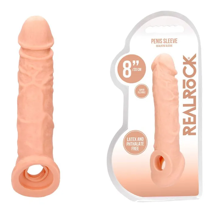 Shots Toys Male Sex Toys REALROCK 8 Realistic Penis Extender with Rings