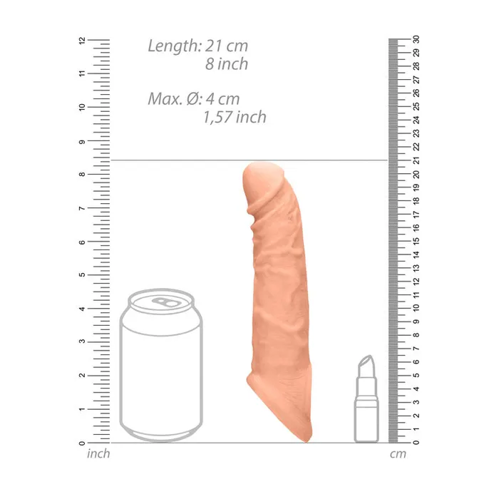 Shots Toys Male Sex Toys REALROCK 8 Realistic Penis Extender with Rings