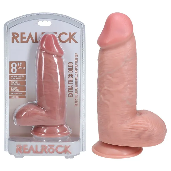 Shots Toys REALROCK 20cm Extra Thick Dildo with Balls Flesh 20 cm 8 Female Sex Toys