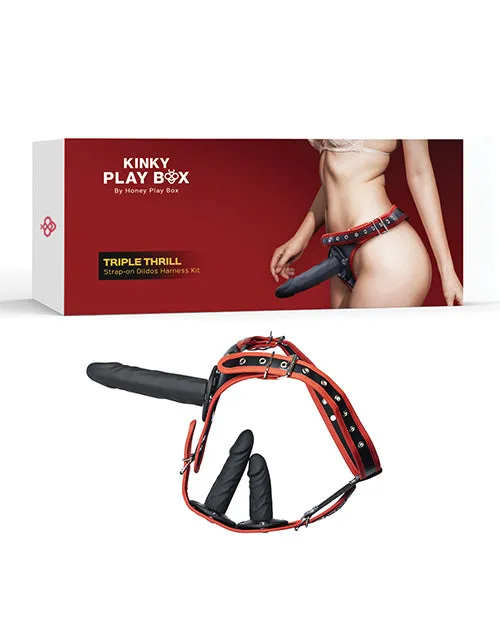 Uc Global Trade INChoney Play B Anal Kinky Play Box Triple Thrill StrapOn Harness Kit BlackRed