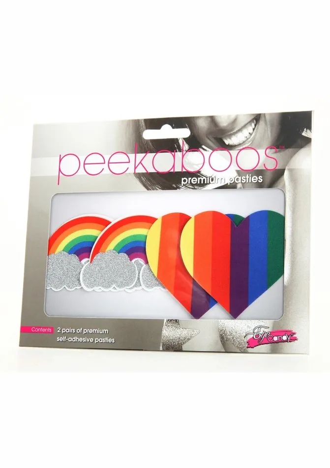 Vibrators PEEKABOO Peekaboo Pride Glitter Rainbows and Hearts Pasties