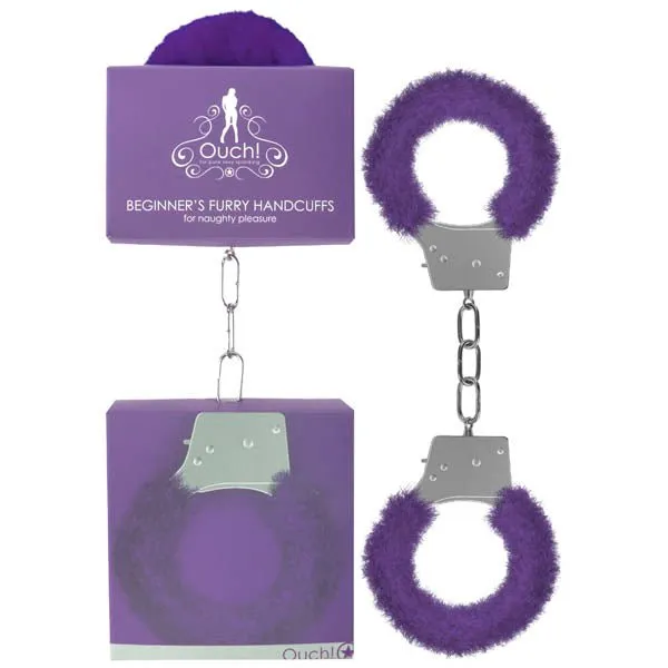 Vibrators Shots Toys Ouch Beginners Furry Handcuffs Purple Fluffy Restraint