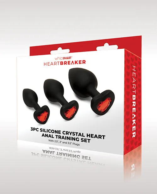 WhipSmart Heartbreaker 3 pc Crystal Heart Anal Training Set BlackRed Xgen Anal