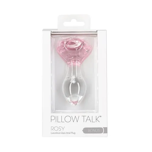 Anal Pillow Talk Rosy Flower Glass Anal Plug Pink BMS Enterprises