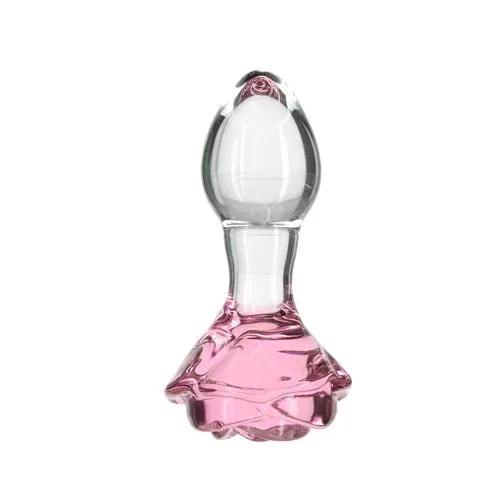 Anal Pillow Talk Rosy Flower Glass Anal Plug Pink BMS Enterprises