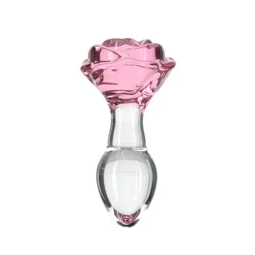 Anal Pillow Talk Rosy Flower Glass Anal Plug Pink BMS Enterprises