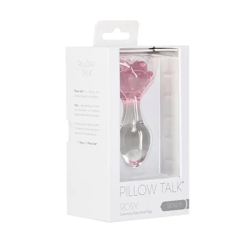 Anal Pillow Talk Rosy Flower Glass Anal Plug Pink BMS Enterprises