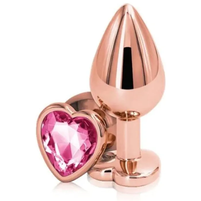 Anal WIL Rear Assets Rose Gold Anal Plug with Pink Stone Heart Medium