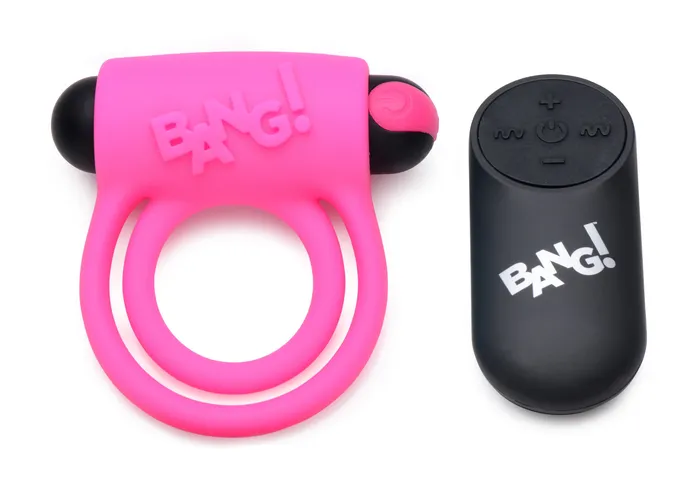 Bang Silicone Cock Ring and Bullet With Remote Control Pink XR Brands Bang Male Sex Toys