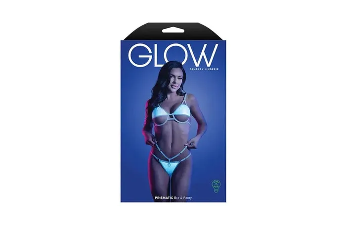 FANTASY LINGERIE Female Sex Toys Glow Prismatic Cutout Bra Panty ML