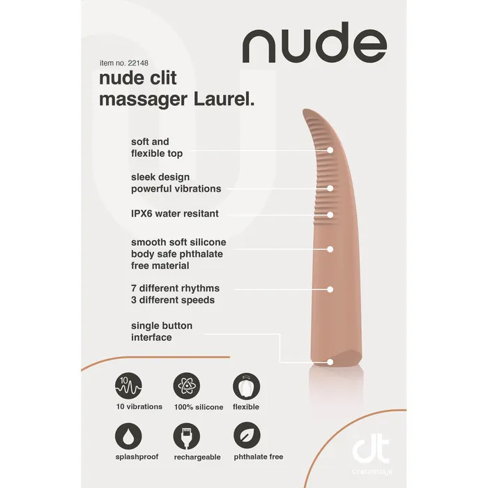 Female Sex Toys Dream Toys Nude Laurel Mini Travel Massager Flesh Brown