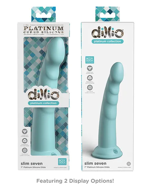 Female Sex Toys Pipedream Products Dillio Platinum 7in Slim Seven Teal