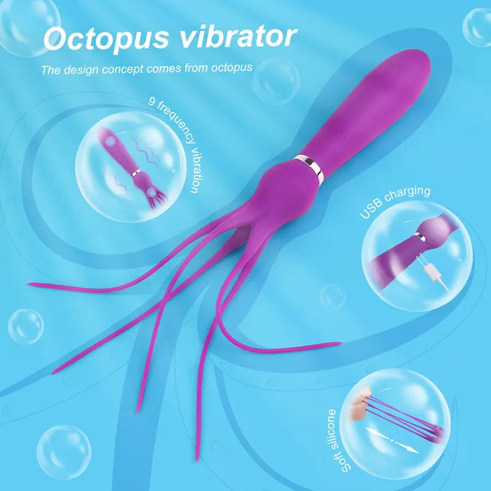 Female Sex Toys SQUID Rechargeable Tickler Vibrator 9 Speeds Shande