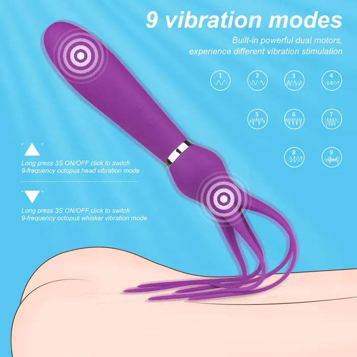 Female Sex Toys SQUID Rechargeable Tickler Vibrator 9 Speeds Shande