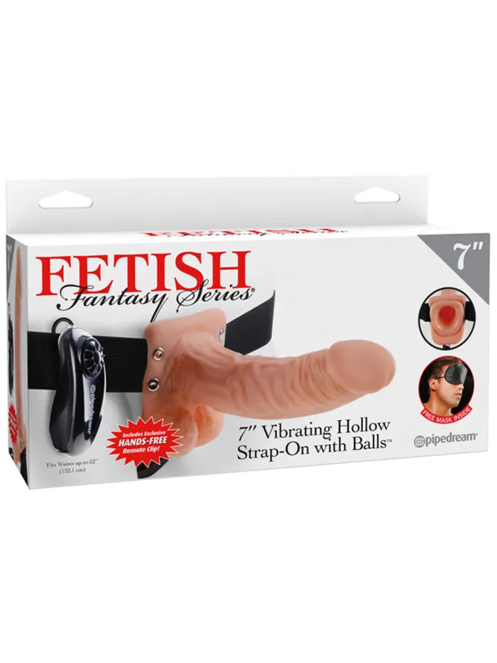 FETISH FANTASY SERIES 7 VIBRATING HOLLOW STRAPON WITH BALLS FLESH FETISH FANTASY Female Sex Toys