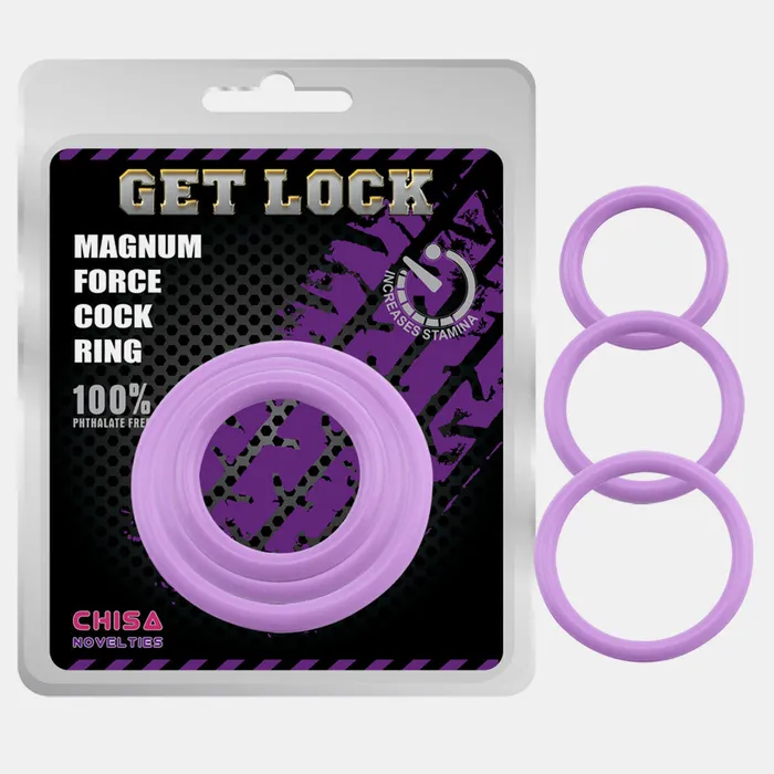 GET LOCK Magnum Force Silicone Cock Ring 3Piece Set Chisa Male Sex Toys