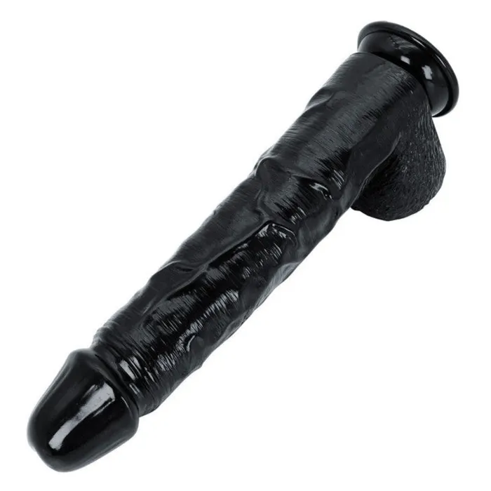 Hidden Desire Extreme 15 Inch XXXL Dong With Balls Black Hidden Desire Dildos