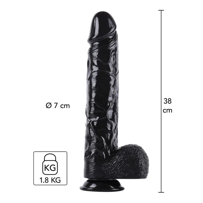 Hidden Desire Extreme 15 Inch XXXL Dong With Balls Black Hidden Desire Dildos