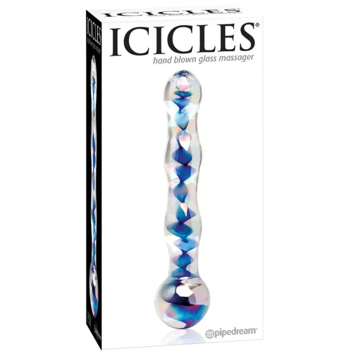 HOL Icicles No8 7 Glass Dildo Blue Swirl Dildos