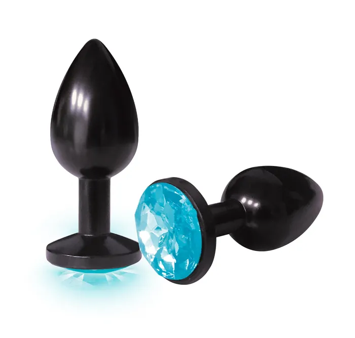 Icon Brands The 9s the Silver Starter Anodized Bejeweled Stainless Steel Plug Aqua Anal