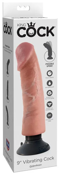 KING COCK King Cock 9 in Vibrating Cock Flesh Dildos