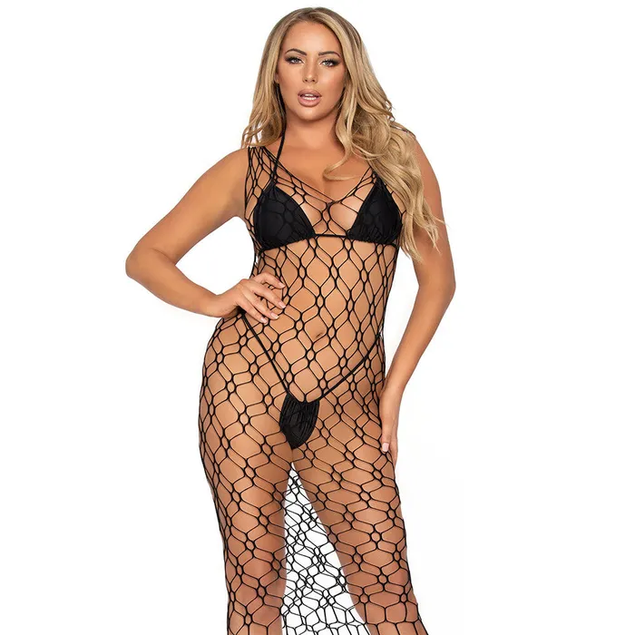 Leg Avenue Hexi Net Maxi Dress Black Size 6 To 12 Leg Avenue Lingerie Anal