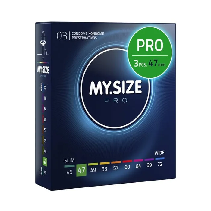 Male Sex Toys DUS My Size Pro Condoms 3 Pack 47mm